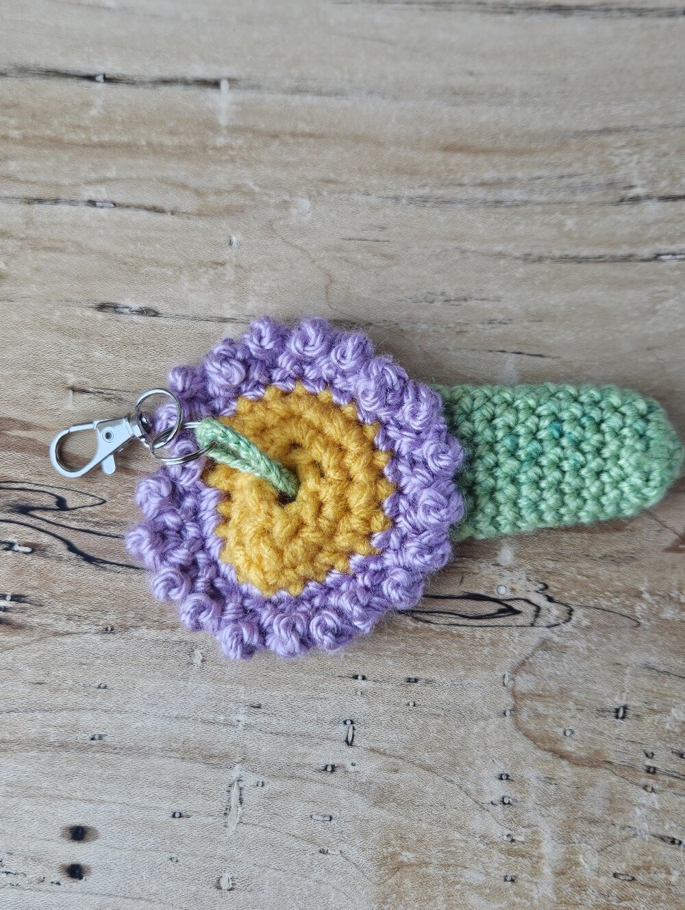 Handmade Flower Lip Balm Keychain - Purple